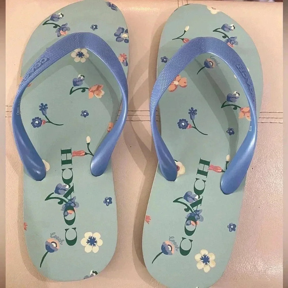 🌸Coach Zak Flip Flop 🩴 With Floral Print 🌼 Sz 8B - Picture 2 of 9